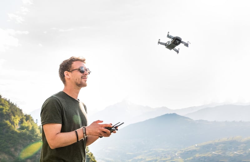 Drone capturing a wedding ceremony
